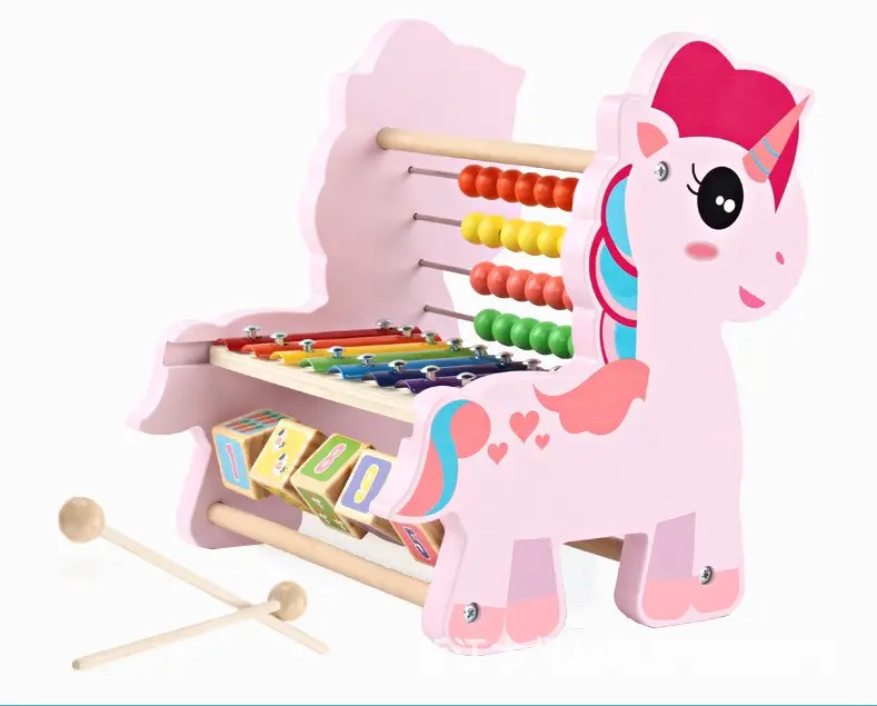 wooden multi-functional animal octave percussion piano calculation rack puzzle calculation beads cognition pattern toys