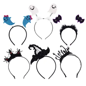 Wholesale Halloween Hat Headbands Ghost Witch Clown Bat Spider Hairband Skull Hands Hair Hoops For Halloween Party