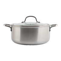 Marmite à soupe classique en acier inoxydable tri-couche sur mesure avec couvercle en verre trempé, robuste, compatible induction et écologique
