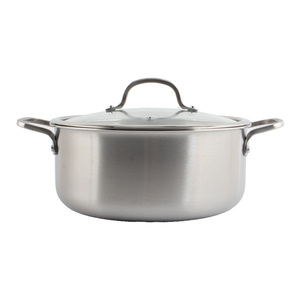 Factory Custom Tri-Ply Stainless Steel Casserole Stock <b>Pot</b> with Tempered Glass Lid Heavy Duty <b>Induction</b> Soup <b>Pot</b> - Product Image 4