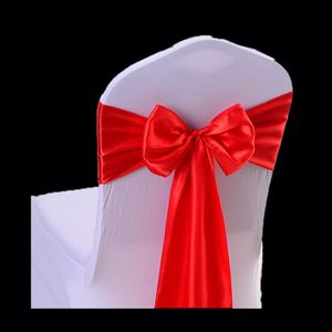 Cintas Decorativas de Alta Calidad para Sillas de Boda, Lazos de Satén Rojos con Mariposas para Cubiertas de Sillas de Eventos - Product Image 1