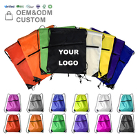 Sac de sport personnalisé avec logo imprimé, sac de sport en polyester avec cordon de serrage, sac de voyage pour le basketball, le marathon, sac à dos à cordon de serrage pour chaussures de sport