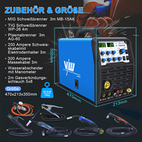 VECTOR MIG TIG MMA CUT - Poste à souder compact et portable 5 en 1 - Inverseur IGBT - Machine à souder TCM250