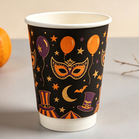 Gobelet en carton à double paroi personnalisé, motif croissant de lune, isolant thermique, jetable, pour chocolat chaud, 12 oz, fournisseur en gros