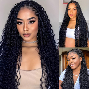 Box Braids Crochet Hair da 26 Pollici, Stile Bohemien Hippie <span class=keywords><strong>con</strong></span> Punte Ricce, <span class=keywords><strong>Trecce</strong></span> <span class=keywords><strong>Africane</strong></span> Dirty Braids, Parrucca Senza Rete - Product Image 2