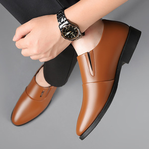 Chaussures habillées en cuir pour hommes, bout pointu, style Oxford, semelle souple en caoutchouc, pour le bureau, les occasions formelles, les mariages, noires - Product Image 4