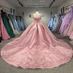 Vestido de Quinceañera Rosa Dy1542 con Cuentas, Vestidos de 15 Años con Lentejuelas, Vestidos de Gala para Instagram, Apliques de Encaje, Vestido de Princesa Jancember - Product Image 2