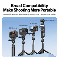 Trépied extensible portable pour téléphone, appareil photo, GoPro, DJI Osmo, caméra d'action Insta360, vlog, selfie, diffusion en direct