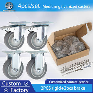 Cadre de frein pivotant galvanisé de 3 pouces 4 pouces <span class=keywords><strong>5</strong></span> pouces à usage moyen avec roulette de frein grise en caoutchouc thermoplastique TPR - Product Image 6