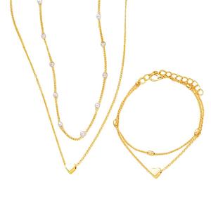 Collares de Perlas y Corazones de Acero Inoxidable Chapados en Oro de 18K con Logotipo Personalizado al por Mayor para Fiestas Unisex - Product Image 2