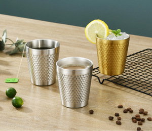 15oz Textured Stainless Steel Beer Tumbler Gold and Silver Finish Durable and Stylish Design - Product Image 3