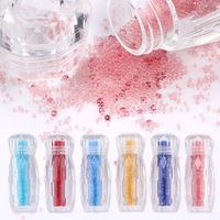 Bouteille de micro-perles en verre 3D pour nail art, 27 couleurs, strass en cristal brillant, été, 6g