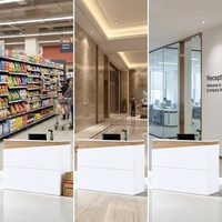 Bureau d'accueil moderne en marbre - Table de réception légère, convertible et durable de haute qualité pour usage commercial