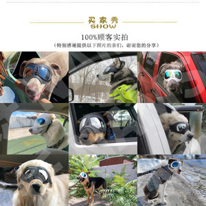 Lunettes de protection pour animaux de compagnie, verres sphériques à bord complet, monture en plastique, protection UV en polycarbonate, anti-vent, utilisation en extérieur pour chiens - Product Image 4