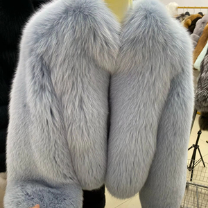<span class=keywords><strong>Cappotto</strong></span> invernale in <span class=keywords><strong>pelliccia</strong></span> soffice da donna <span class=keywords><strong>con</strong></span> collo alto di lusso in <span class=keywords><strong>pelliccia</strong></span> di volpe spessa e calda cappotti in <span class=keywords><strong>pelliccia</strong></span> di volpe azzurra - Product Image 2