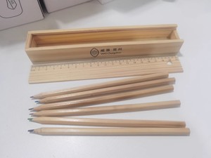 Hot Sale Custom logo Stationery Ruler Factory Custom Ruler Wooden Box <b>Set</b> Gift Wood Ruler - Product Image 2