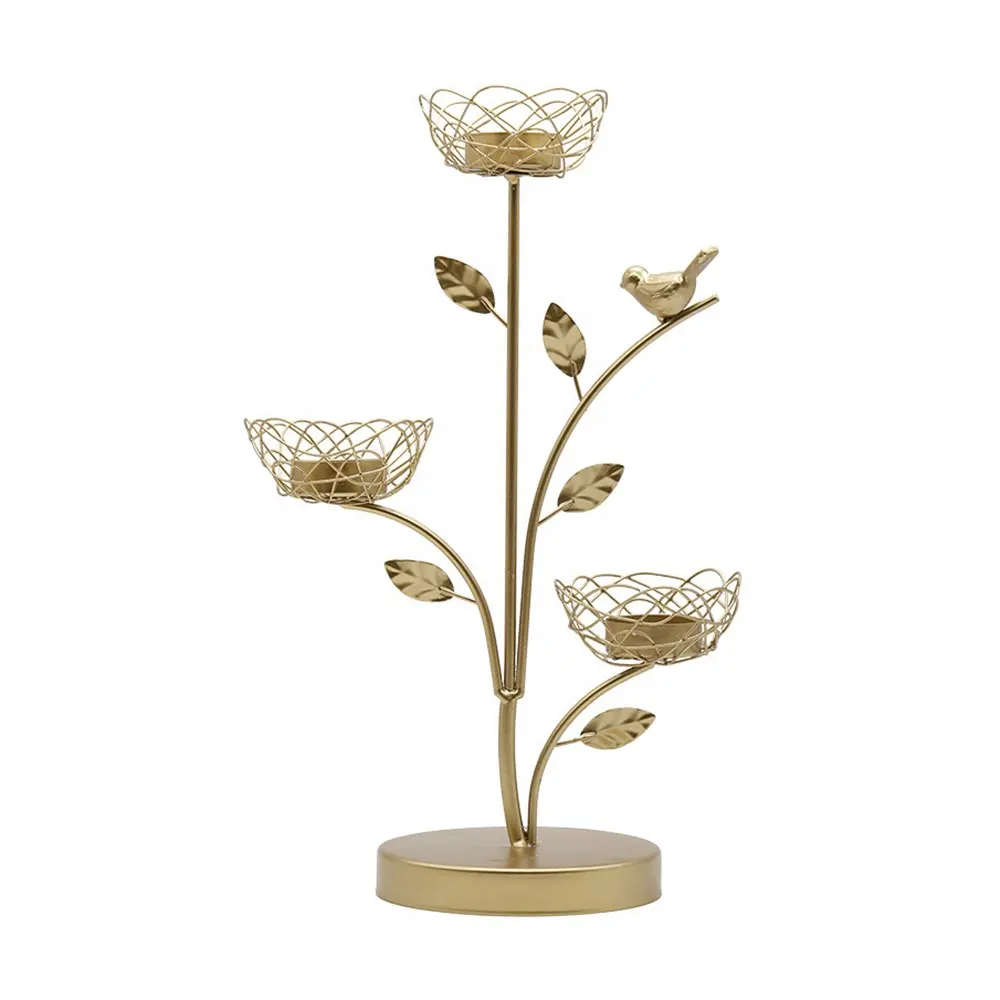 Nordic Golden Bird Scented Candle Stand Wedding Dining Table Decoration Metal Candleholder