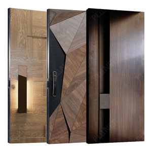 Porte d'entrée principale en aluminium simple et économique, meilleur prix, portes <span class=keywords><strong>de</strong></span> sécurité extérieures, portes en bois massif imperméables, styles variés - Product Image 1