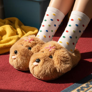 Automne hiver nouveau Style chien en peluche <span class=keywords><strong>pour</strong></span> pantoufles <span class=keywords><strong>pour</strong></span> femmes chaud et à la mode intérieur usage domestique avec semelle extérieure de Style dessin animé - Product Image 3