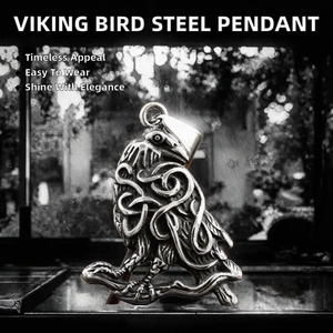SS8--1327P Vintage Nieuw Ontwerp 316L RVS Viking Vogel op Boom Hanger Adelaar Dier Kraai Raaf Charm Kindersieraden - Product Image 2