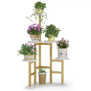 Tribesigns Corner Potted Plant Holder Rack Planter Organizer Indoor 6 Tiered Metal Plant Shelf Flower Stand for Hallway