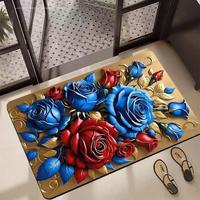 Hochwertige 3D-Blumendruck-Matte mit Rutschfester Rückseite, Wasserabsorbierend und Waschbar für Badezimmer, Eingangsbereich und Wohnzimmer, Kieselgur-Teppich