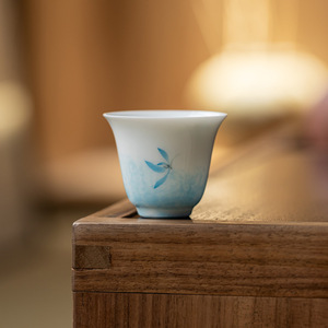 Hand Painted Ceramic <b>Teacup</b> Porcelain Small Cup Leaf Pattern Traditional Chinese Style Kung Fu Tea Set Tasting Cup - Product Image 3