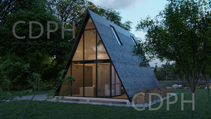 Diseño moderno Triángulo Forma Quick Hormigón Prefab Resort Triángulo Casas Casa prefabricada Villa Estructura <span class=keywords><strong>de</strong></span> acero - Product Image 2