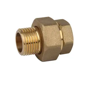 1/2" male female brass straight union with metal sealed