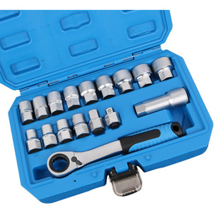 17 Piece Through Hole <b>Ratchet</b> <b>Socket</b> Wrench Set 1/2 In Hex Drive Chromium Vanadium Steel For Auto And Home Repair - Product Image 2