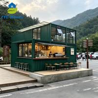 Grande surface entièrement aménagée, maison préfabriquée en conteneur, café, kiosque mobile modulaire avec décoration intérieure complète