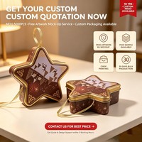 Boîtes en fer blanc recyclé personnalisables de petite taille, qualité alimentaire, design étoile, vernis brillant, pour emballage de bonbons, chocolats, snacks, Noël