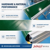 Convoyeur à bande plate vert en PU de qualité industrielle durable XKJY, largeur 300 mm, vitesse 5 m/min, 220 V 60 W, ligne de production SMT, assemblage de circuits imprimés
