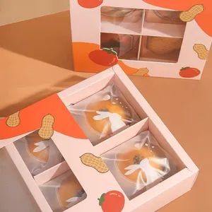 Aifeidi אקו מיחזור קראפט נייר עוגת תיבת עבור מאפיית עוגת Cupcake אריזה עם פלסטיק ברור Windows