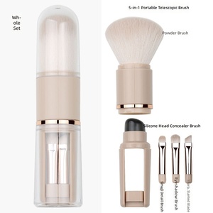 Ensemble de pinceaux de maquillage rétractables 6-en-1 portables, poils doux en fibres synthétiques, pinceaux pour le <span class=keywords><strong>visage</strong></span>, le blush, les yeux, le fond de teint, ensemble complet - Product Image 2