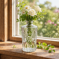 Vase en verre transparent de style baroque ARM LVG, centre de table antique, flacons de parfum en verre, vase à fleurs en cristal transparent gaufré