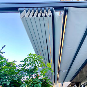 Auvent rétractable motorisé extérieur imperméable avec poteaux de support et stores à enroulement latéraux à fermeture éclair pour terrasse de restaurant - Product Image 2