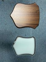 Trophée en verre personnalisé par sublimation, plaque en bois vierge de couleur marron, forme de bouclier en verre pour impression par transfert thermique