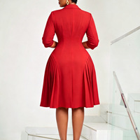 Robes d'automne tendance D642 pour femmes, élégantes et décontractées, à manches 3/4, col en V, plissées, robes de bureau pour femmes africaines
