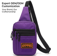 Sac à bandoulière tactique violet vibrant personnalisé AYPPRO, sac de poitrine urbain EDC avec système MOLLE modulaire, sac à bandoulière personnalisé avec logo OEM/ODM
