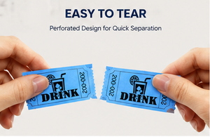 Rollo de Tickets para Bebidas de 2 Pulgadas, Papel Grueso Azul Brillante, Perforado, Fácil de Rasgar, Impresión Digital con Logotipo DRINK - Product Image 4