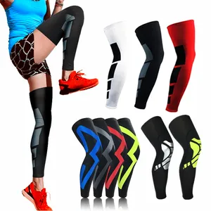 Sports Anti-slip Full Length Compression Leg Sleeves Calf Shin Splint Support Protect for Basketball Relief Pain & Recovery