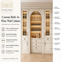 Meuble à vin encastré sur mesure du sol au plafond, unité de présentation murale complète personnalisée pour salle à manger de villa