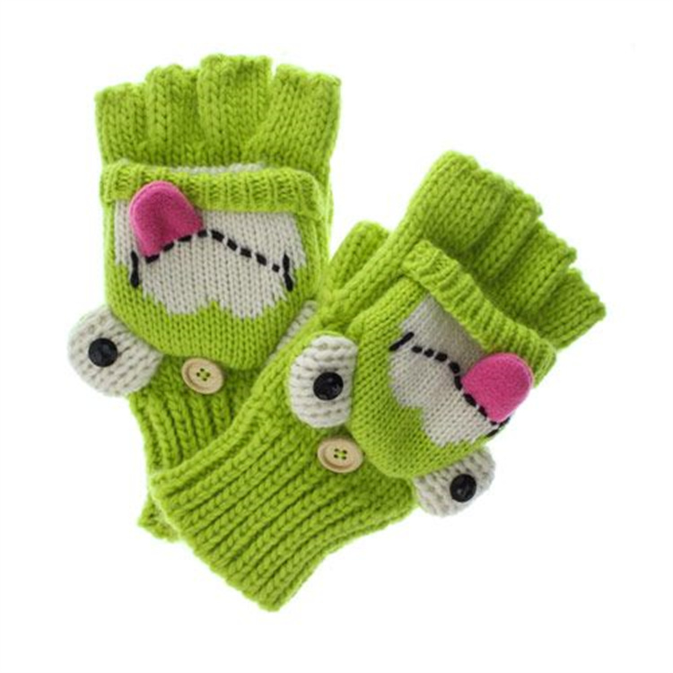 Kinderen Dier Vingerloze Handschoenen Kids Kikker Knit Convertible Handschoenen