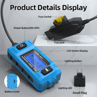 Testeur de circuit de fusible de voiture avec écran LCD numérique et lumière LED, outil de test d'ampli de fusible automobile 6-32V
