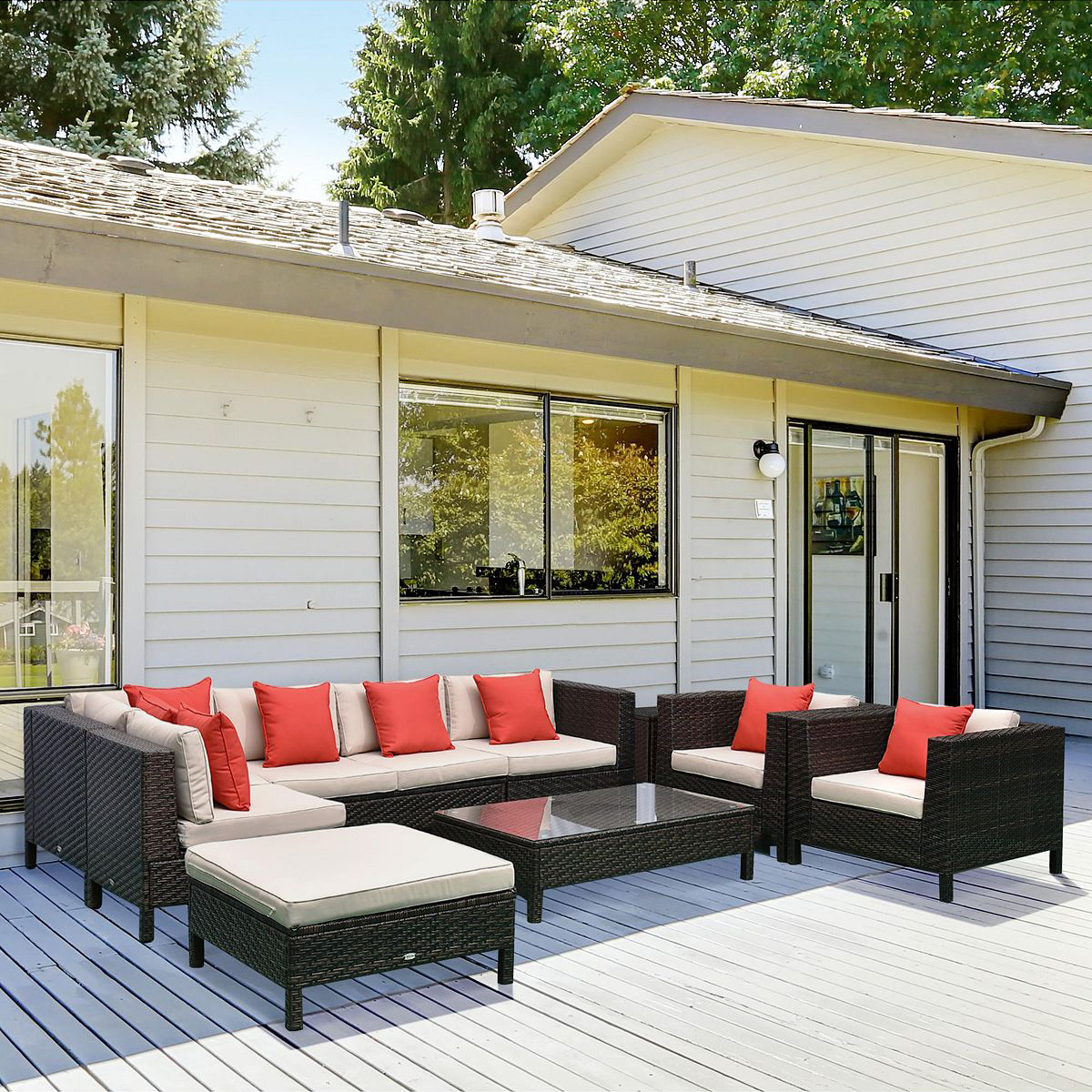 Wholesale Luxury Patio Design Outdoor Pool Side Set Furniture Wicker Round Rattan Couch Fabric Coffee Table Modular Garden Sofa
