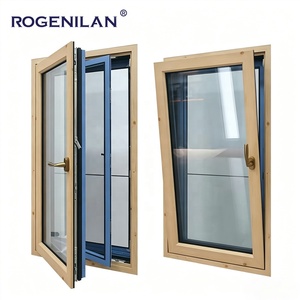 Fenêtres à battants en bois à grain de bois écoénergétiques Rogenilan, fenêtres en aluminium et verre à ouverture basculante et à rotation avec moustiquaire - Product Image 1
