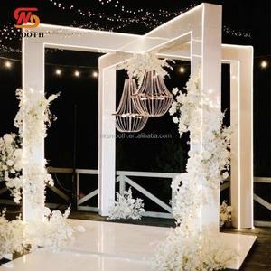 Chuppah de mariage en plein air lisse, salle de banquet, mandap moderne, porte en métal blanche, grande porte en forme de croix, arche de mariage, décoration de fond - Product Image 1