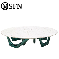 Table basse en marbre avec base en acier inoxydable, moderne, ovale |   Meubles de salon de luxe durables et faciles à nettoyer pour hôtels MSFN CJ-854