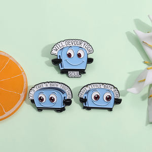 Machine à pain bleu émail broche mignon dessin animé grille-pain courageux petite <span class=keywords><strong>bombe</strong></span> de bain broches revers Badge décoration bijoux cadeau pour les amis - Product Image 3
